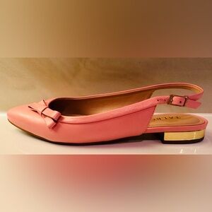 Talbots Pink Slingback Leather Shoes 6 Bow Career Party Classic Feminine Cottage